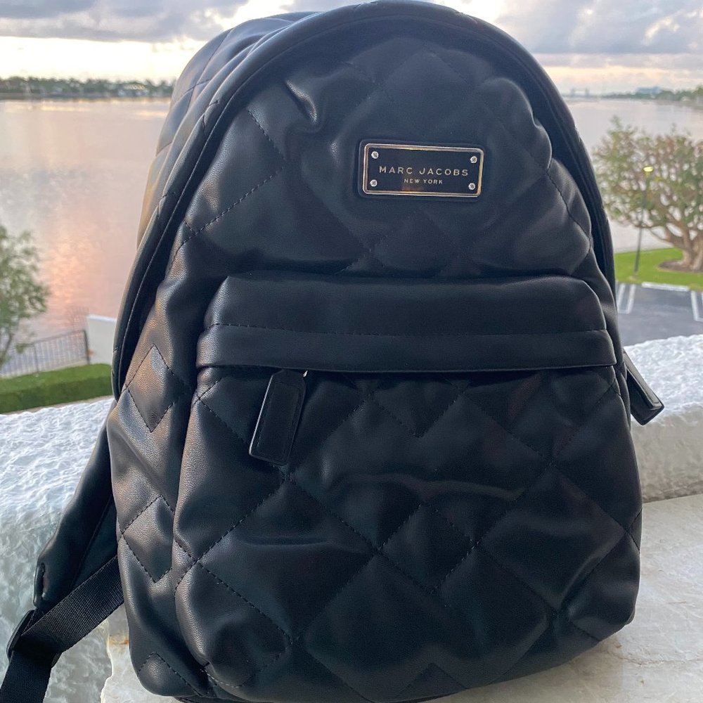 New Marc Jacobs Moro Black Leather Quilted Backpack
